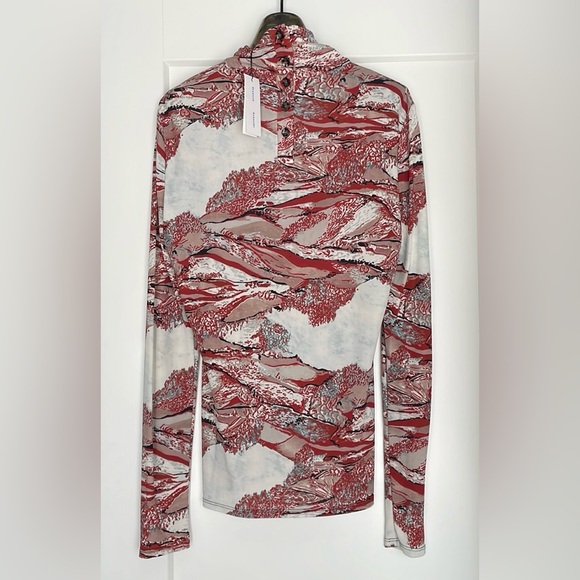 PROENZA Schouler NWT Swirl Print Jersey Turtleneck Top in Red Multi M - Picture 4 of 16
